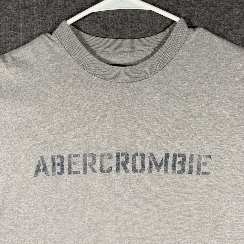 Vintage Abercrombie Fitch Shirt Mens XL Gray Stencil Logo Cotton Y2K A&F Mariana